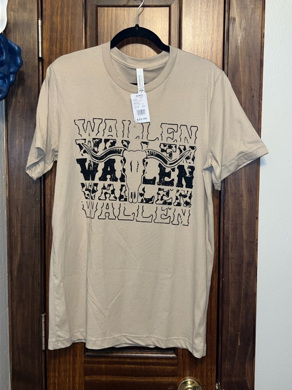Bella Canvas Tan Short Sleeve Tee with Black Skull Graphic